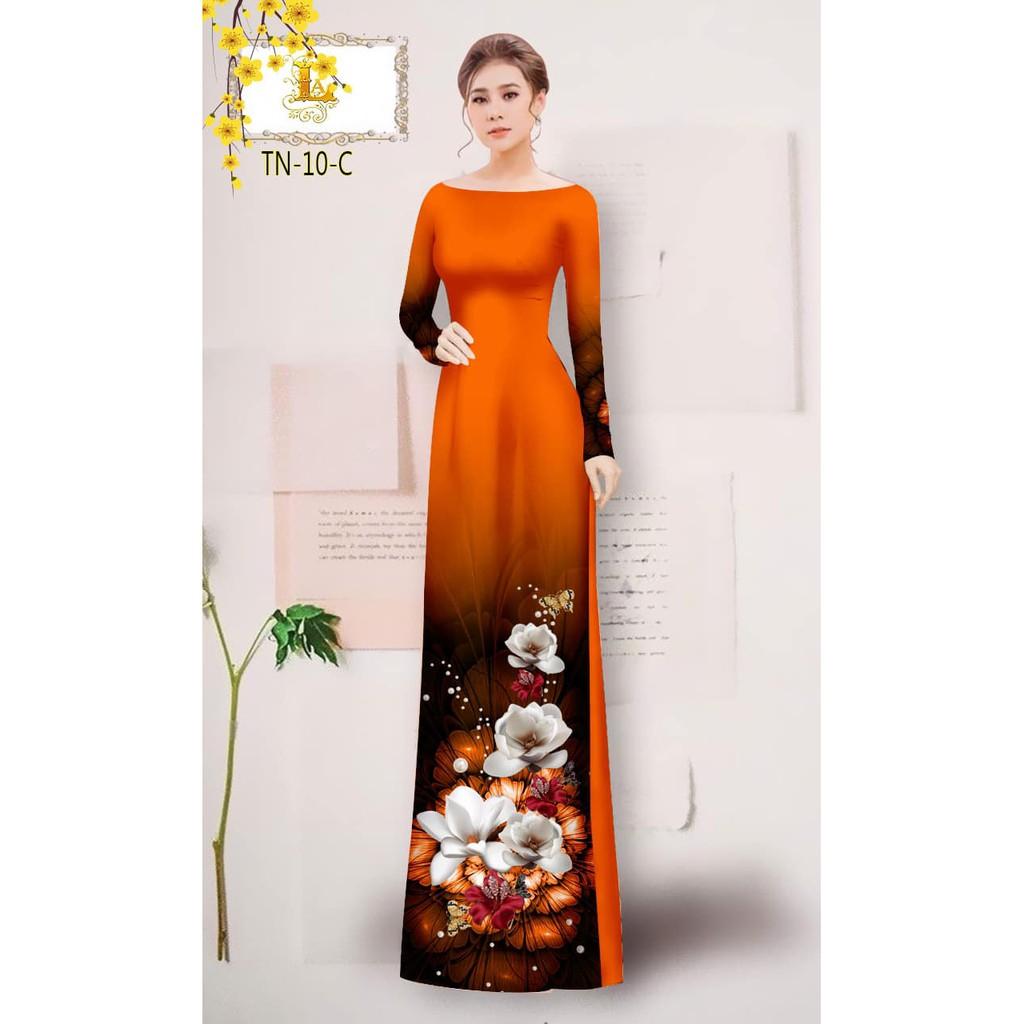 Vải may áo dài in 3D họa tiết hoa sứ nhẹ nhàng thanh lịch