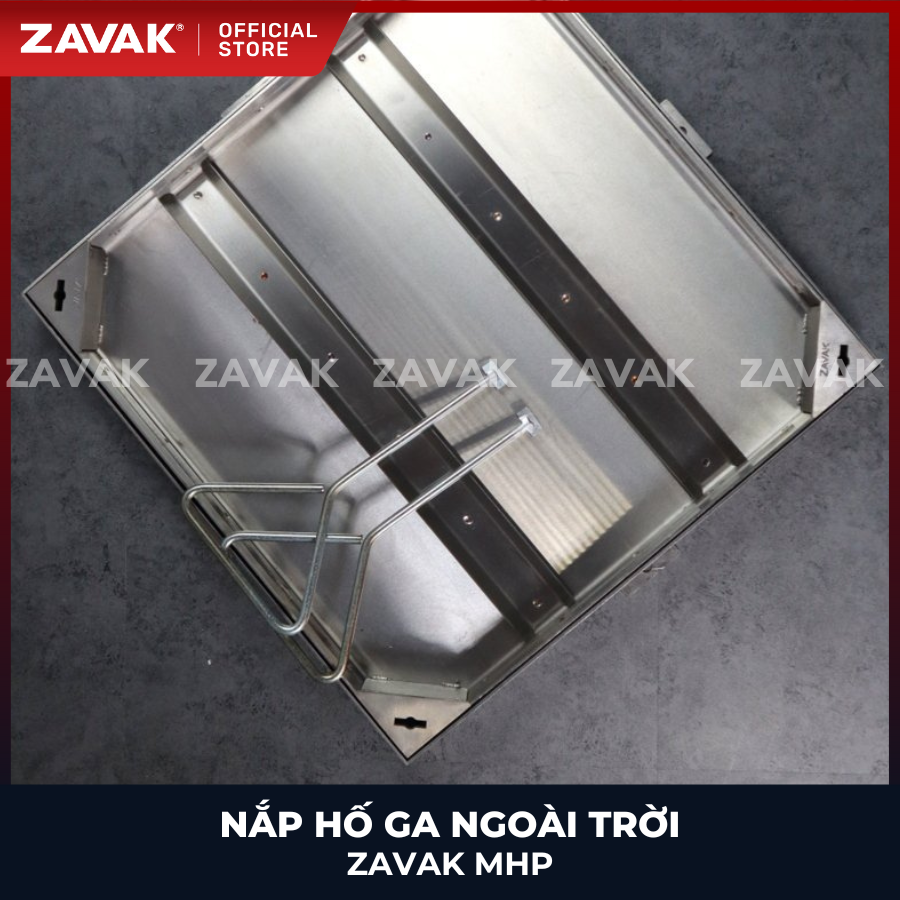 Nắp hố ga Zavak MHP-AA60 KT60x60cm, lát đá dày 2cm, chịu tải xe 3.2 tấn, inox 304