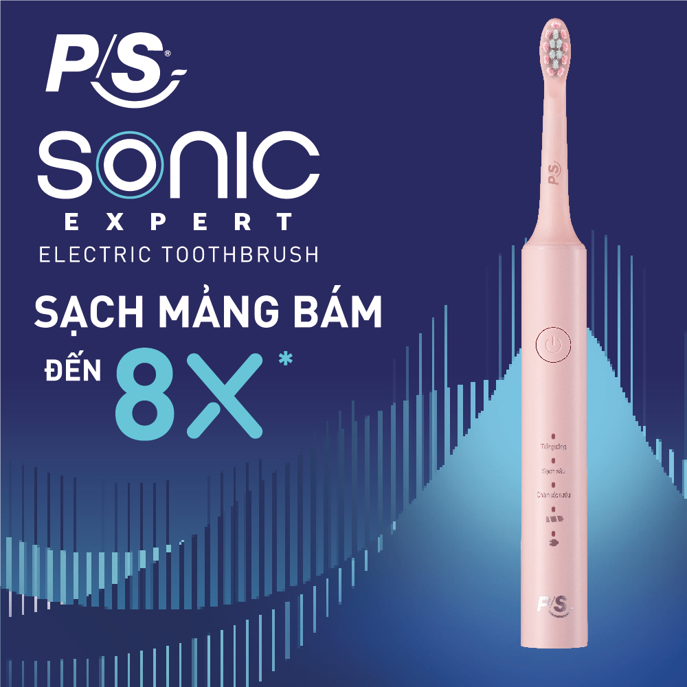Bộ bàn Chải Điện P/S Sonic Expert Chuyên Gia Sóng Âm - Công Nghệ Sóng Âm, Chải Sạch Mảng Bám Tới 8X - Hồng Pastel