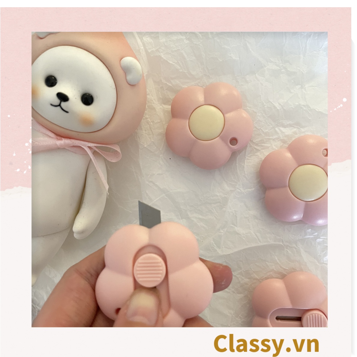 Dao rọc giấy Classy nhỏ gọn 5CM, hình bông hoa, con cún đáng yêu PK1227
