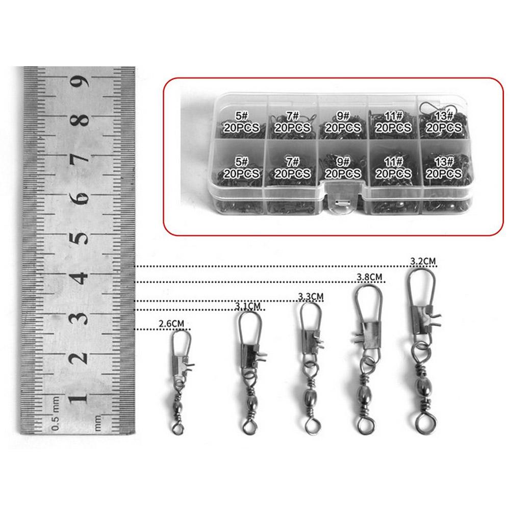 200Pcs Lures Hook Line Fast Link Connector Swivels Coarse Sea Fishing Tackle