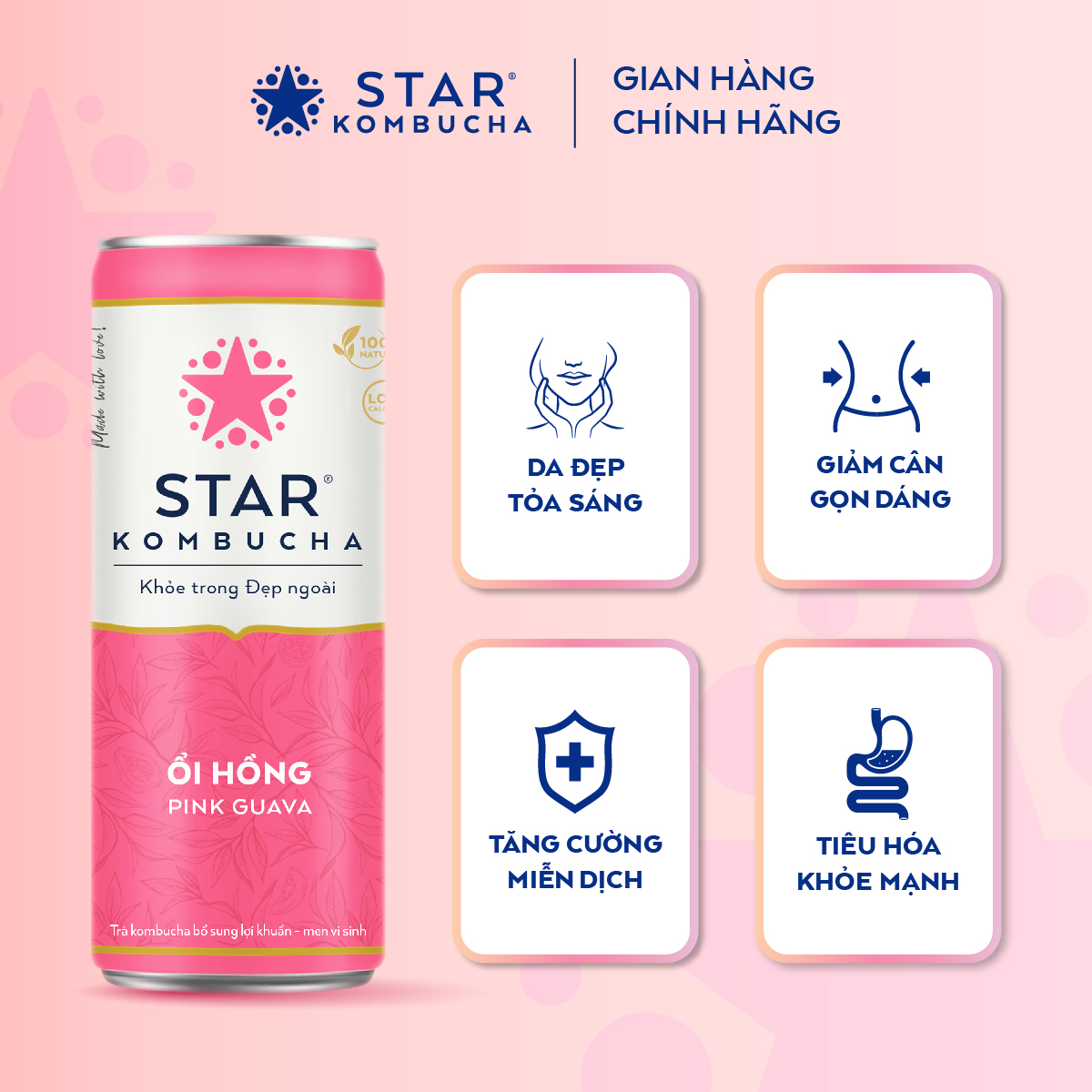 Combo 4 lon trà Star Kombucha mix vị