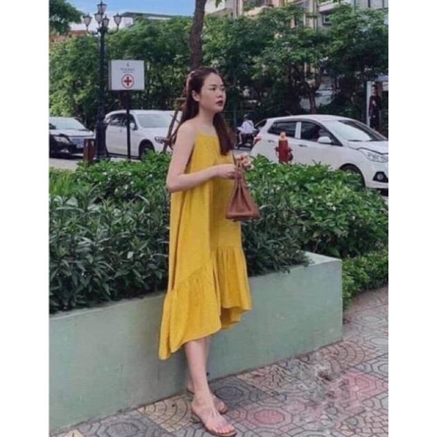Váy maxi 2 dây đuôi cá vạt chất đũi 3 màu siêu xinh
