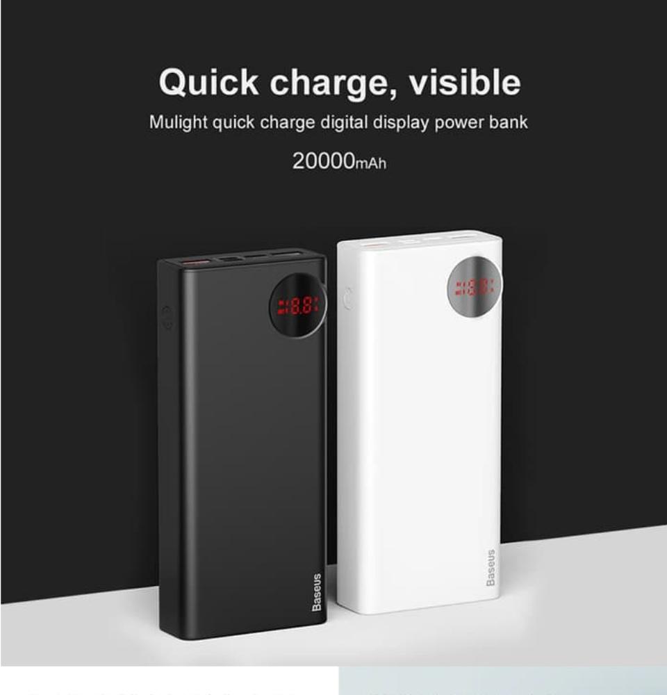 PIN SẠC DỰ PHÒNG SẠC NHANH BASEUS MULIGHT QUICK CHARGE 30.000MAH - HÀNG NHẬP KHẨU