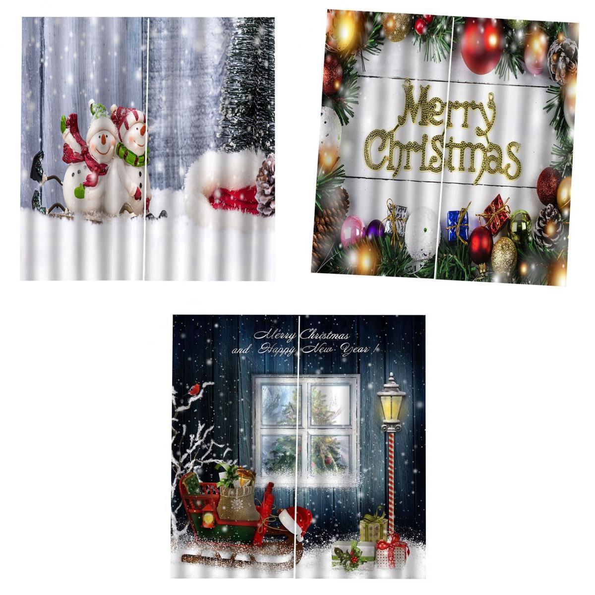 3pcs/set Christmas 3D Curtain Waterproof Window Drapes