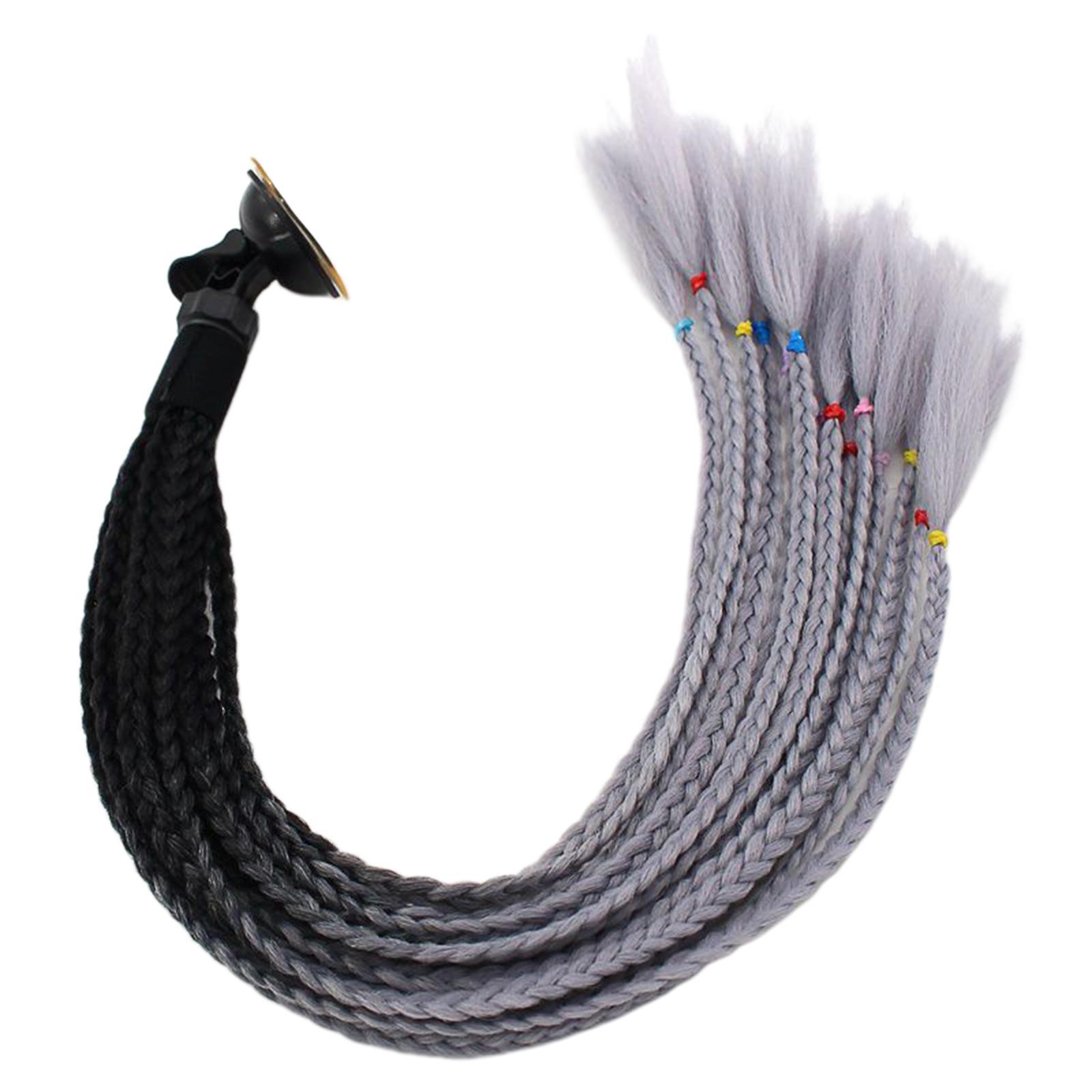 2x 55cm Hair Helmet Pigtail Gradient Ponytail for Motorcycles