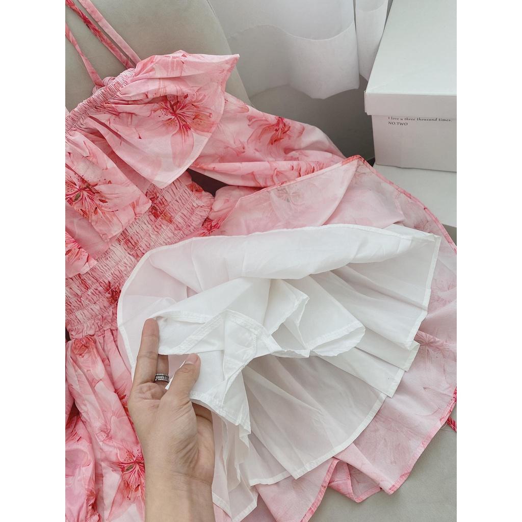 ĐẦM HOA HỒNG 2 DÂY RỚT VAI BÈO