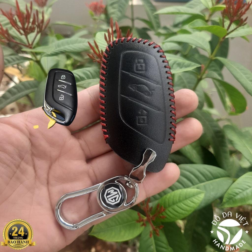 Bao Da Khoá MG ZS. Chìa thông minh 3 nút. Da bò nhập khẩu. Khắc tên và số ĐT chủ xe.