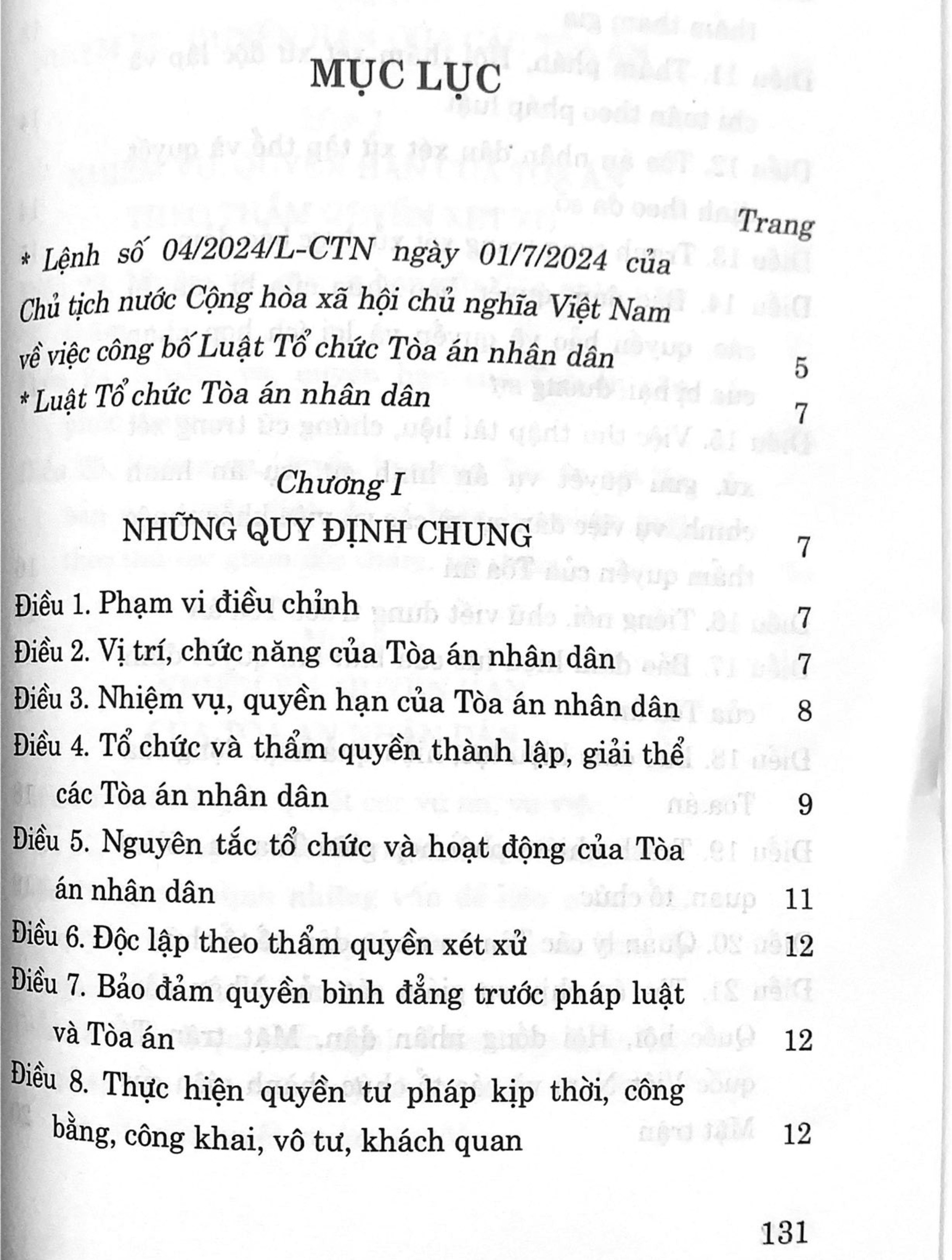 Luật tổ chức tòa án nhân dân năm 2024