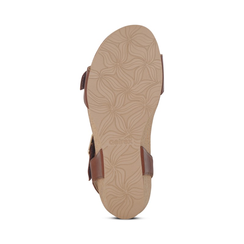 Sandal sức khỏe nữ Aetrex Lexa Walnut - giày cao gót 5p đế đệm êm