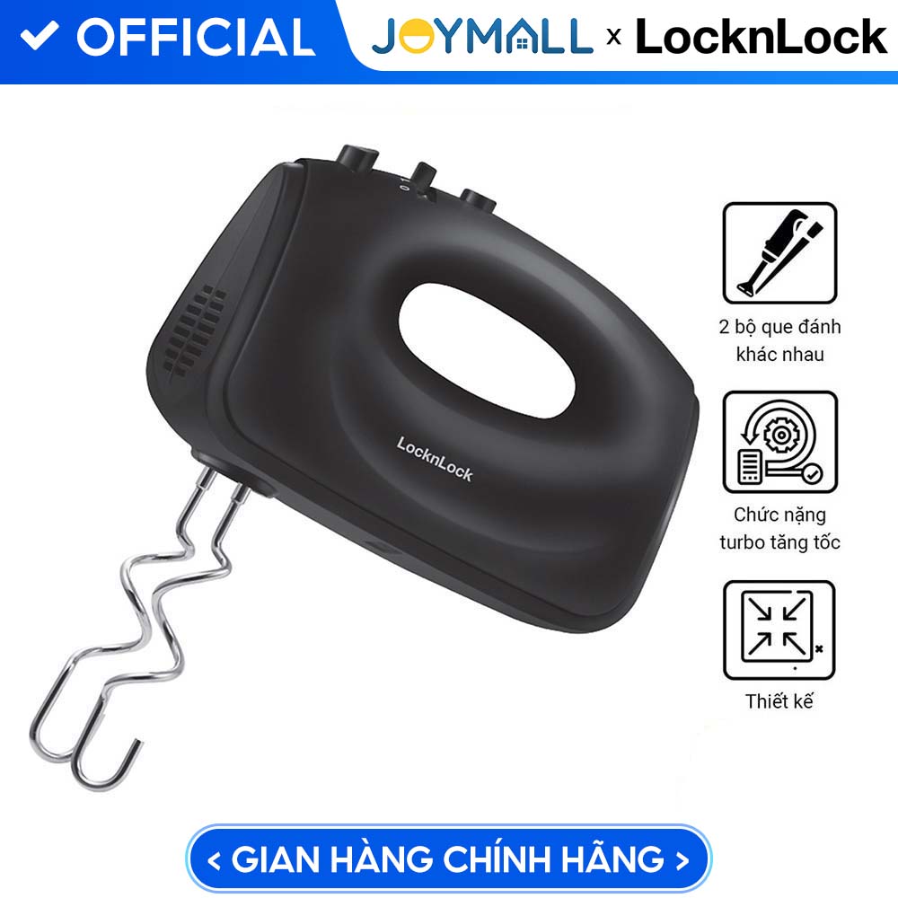 Máy đánh trứng LocknLock EJM501 300W - Hàng chính hãng, 5 tốc độ tùy chỉnh, 2 bộ que đánh linh hoạt - JoyMall