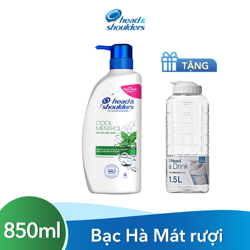 Dầu Gội Head Và Shoulders Bạc Hà Mát Lạnh (850ml) [Tặng bình nước nắp trắng]