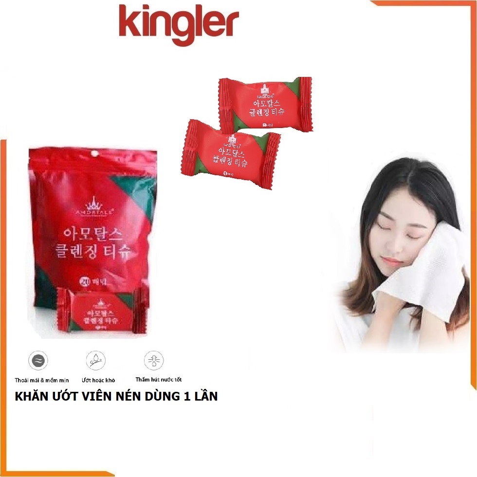 Set 20 Viên Nén Khăn Ướt Nhỏ Gọn, Khăn Giấy Ướt Mini, Chất Liệu Mềm, Mịn, Sạch Sẽ, Khăn Giấy Nén Hàn Quốc. Kingler 5850Set20