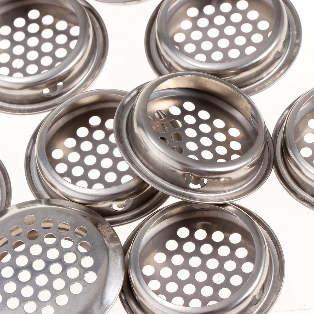 2X Cabinet Air Vents Cover Stainless Steel Round Vent Mesh Hole Louver 35mm