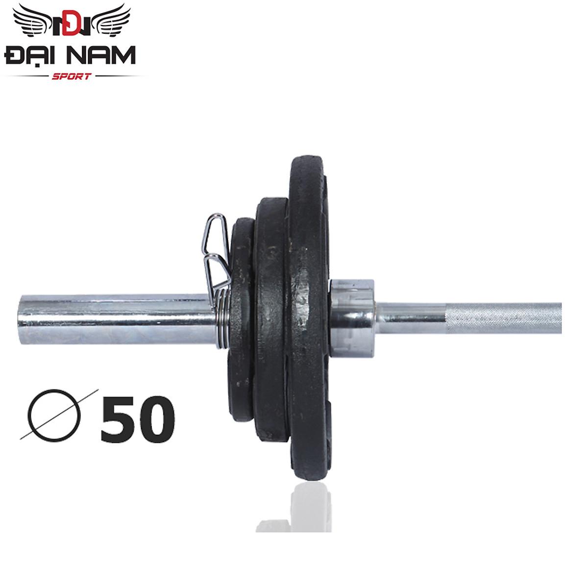 Đòn Tạ Dài 1m2 Inox Phi 50 + Kèm 2 Khóa Tạ