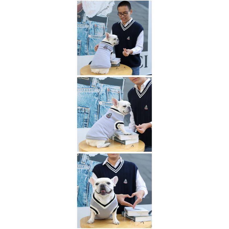 CÓ SIZE 5XL  Áo Vest Len cổ tròn, phong cách đại học cho chó mèo, Quần áo Vest cho Thú Cưng