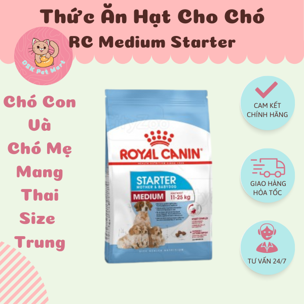 Royal Canin Medium Starter Mother &amp; Babydog - Thức Ăn Hạt Cho Chó Mẹ Và Chó Sơ Sinh Giống Vừa