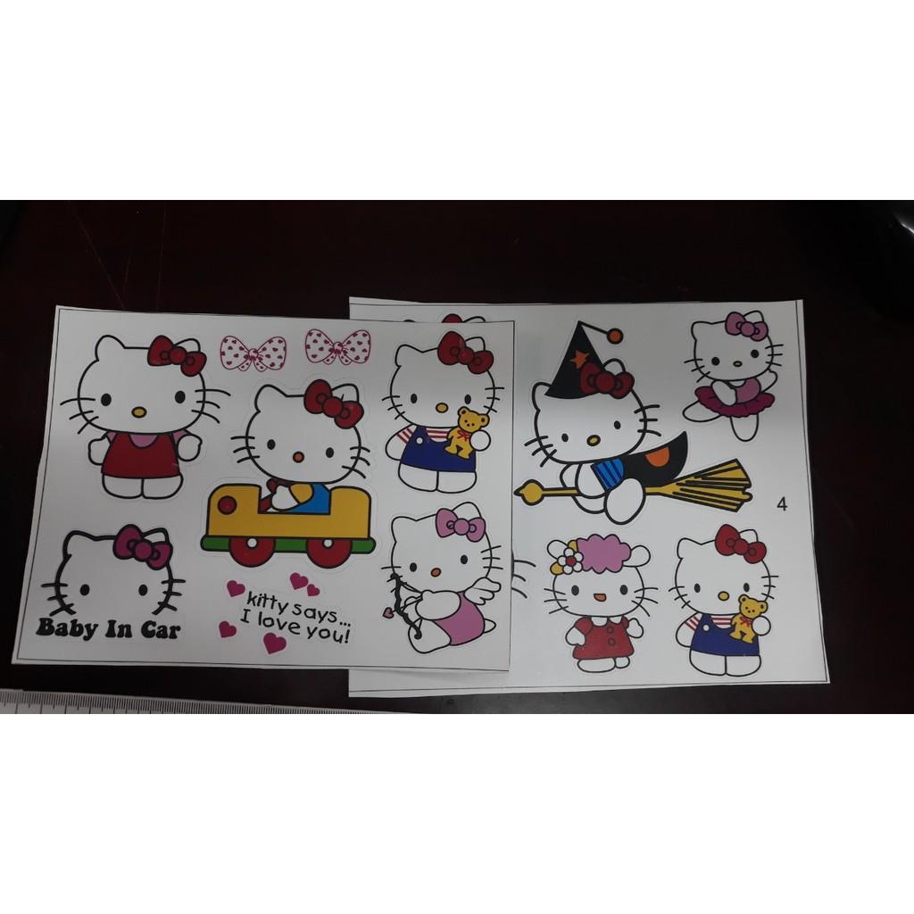 Combo 20 sticker decan Hello Kitty, decal ngoài trời không sợ mưa nắng,sticker trang trí cho bé yêu dán tại nhà