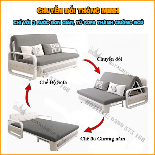 Sofa Giường Gấp Gọn Thông Minh Đa Năng, Sofa Bed Có Ngăn Chứa Đồ Rộng Tiện Lợi