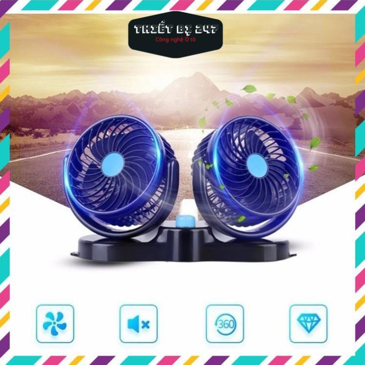 Quạt Đôi Mini 360 Độ Để Trong Ô Tô, Để Bàn Làm Việc