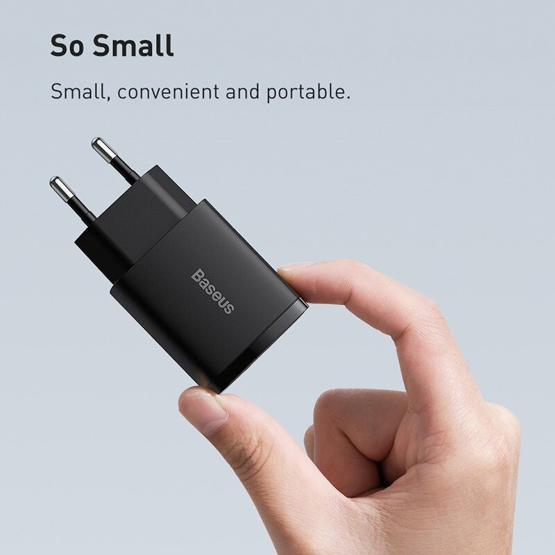 (Tặng túi đựng TOPK) Củ sạc nhanh Baseus mini 20W, hai cổng sạc USB và Type-C sạc nhanh cho iPhone, Samsung, Xiaomi, Huawei,...-Hàng chính hãng