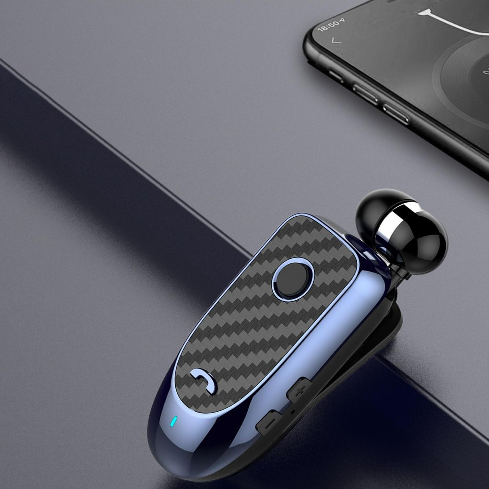 Bluetooth 5.0 Headset Clip-on Stereo Retractable Earbud for Business Driver Workout