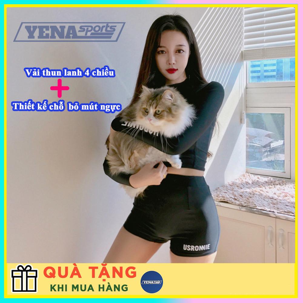 Đồ bơi nữ bikini 2 mảnh tay dài quần đùi kín đáo đi biển đi bơi thun lạnh áo tay dài dây kéo quần dài che khuyết điểm | QP033