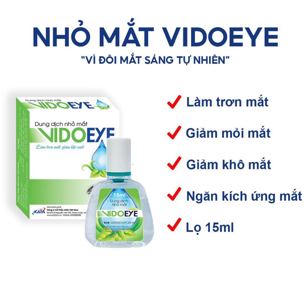 Nhỏ dưỡng mắt VidoEye 15ml- làm trơn mắt giảm mỏi mắt và ngứa mắt