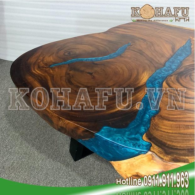 Bàn sofa/ Bàn gỗ me tây nguyên khối/ Bàn sofa epoxy KE20029