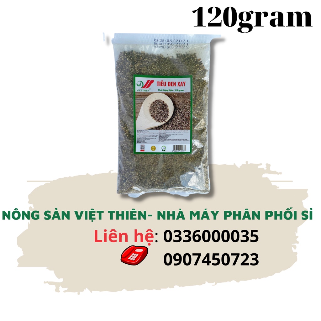 Tiêu đen xay Việt Thiên 120g, nhà máy sản xuất và phân phối nông sản Việt Thiên, giá rẻ