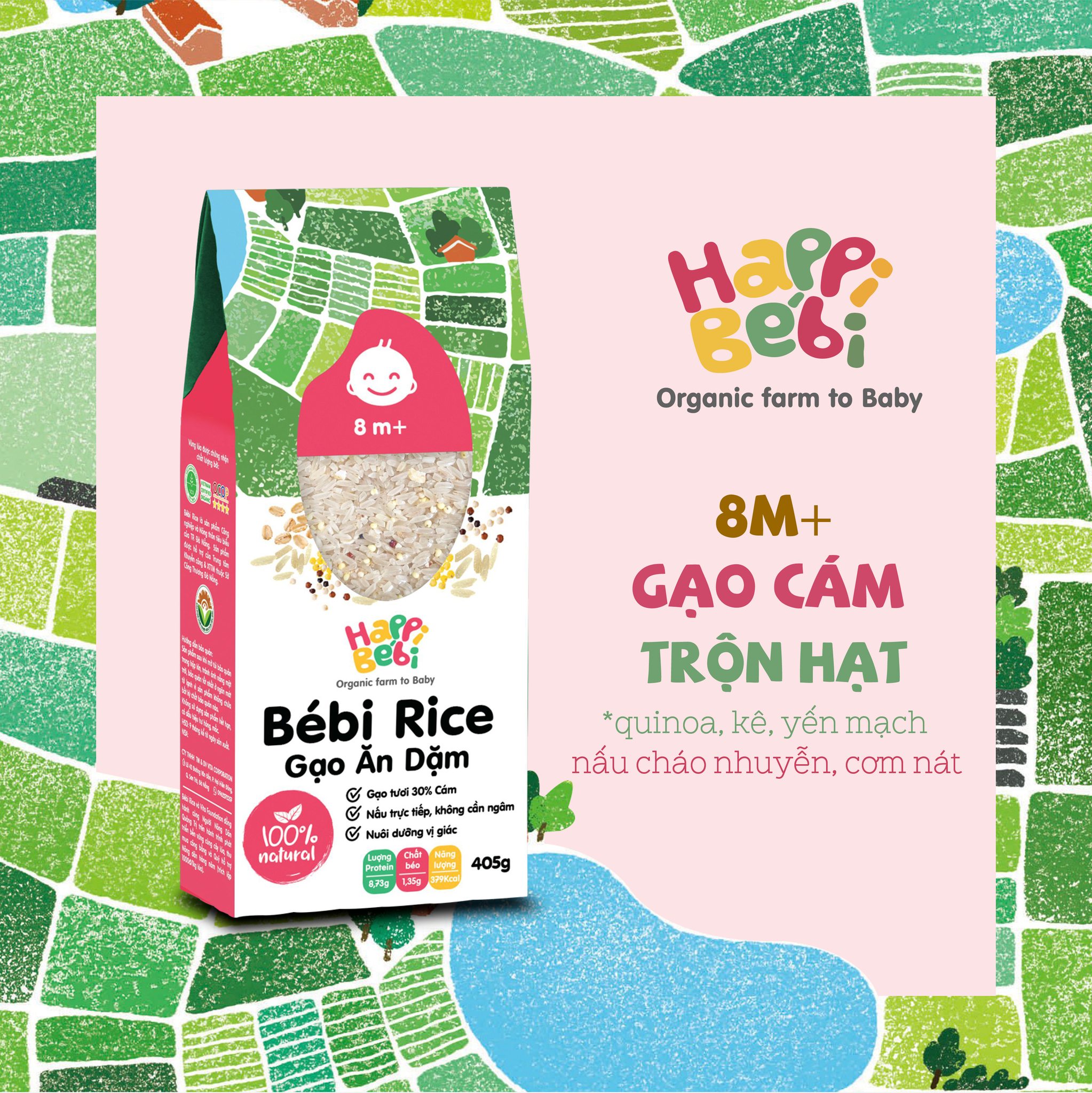 Gạo hữu cơ cho bé ăn dặm mix hạt dinh dưỡng Ý cao cấp Bébi Rice Organic Shop