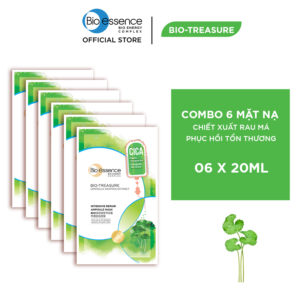 Combo 6 Mặt nạ BIO TREASURE tinh chất Rau má 20ml
