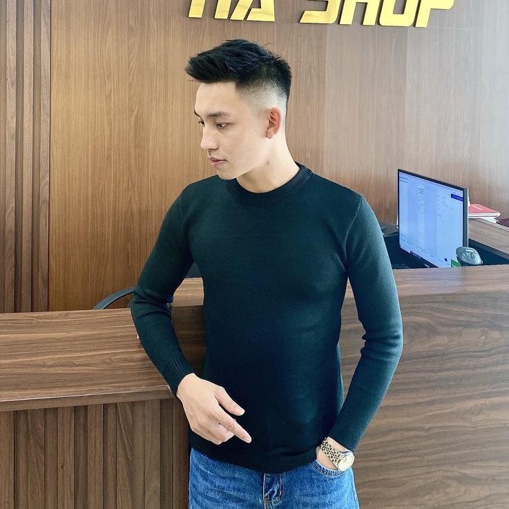 Áo Len Hàn Quốc Thấp Cổ Áo Len Nam Nữ Cao Cấp Sợi Dệt Nhiều Màu Co Dãn Tốt