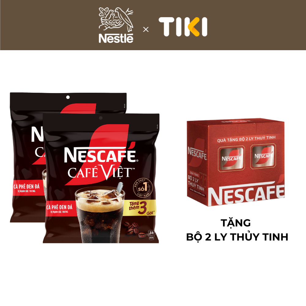 [ Tặng 1 Ly nhựa cao cấp 750ml] Combo 2 Bịch Cà phê đen hòa tan NESCAFE Café Việt (Túi 35 gói x 16g)