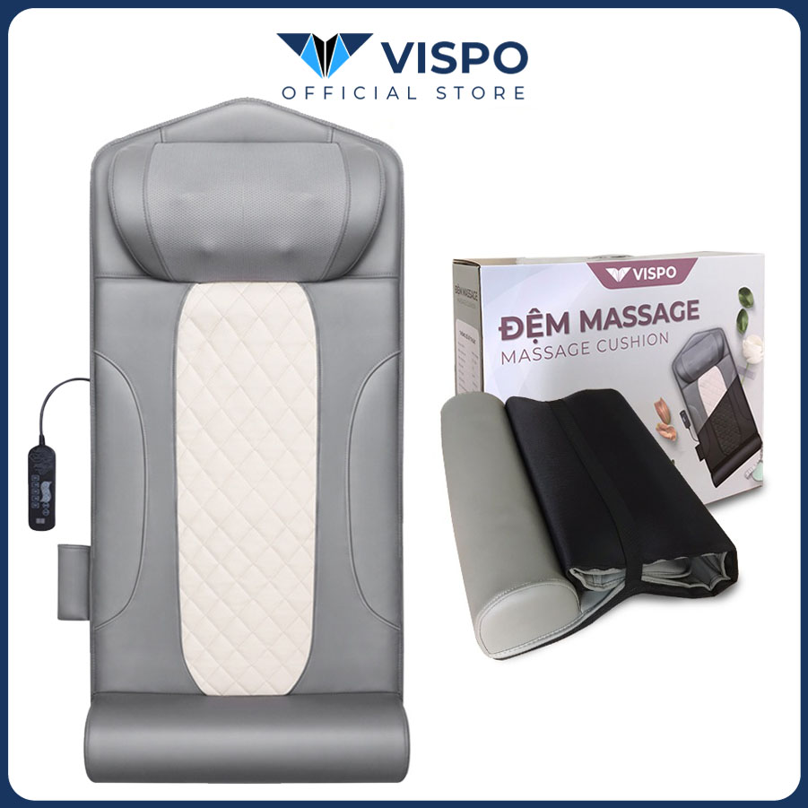 Đệm Massage Toàn Thân VISPO- Máy Massage Kết Hợp Túi Khí Và Bi Massage Nhiệt Hồng Ngoại Giúp Thư Giãn, Giảm Đau Cơ Thể - Nệm Mát Xa Đa Năng Cao Cấp Màu Xám