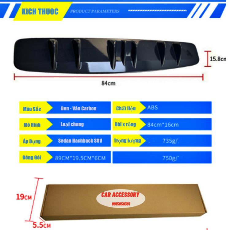 Lip sau cản sau ô tô lippo vây cá mập lắp chung các dòng xe cánh gió thể thao