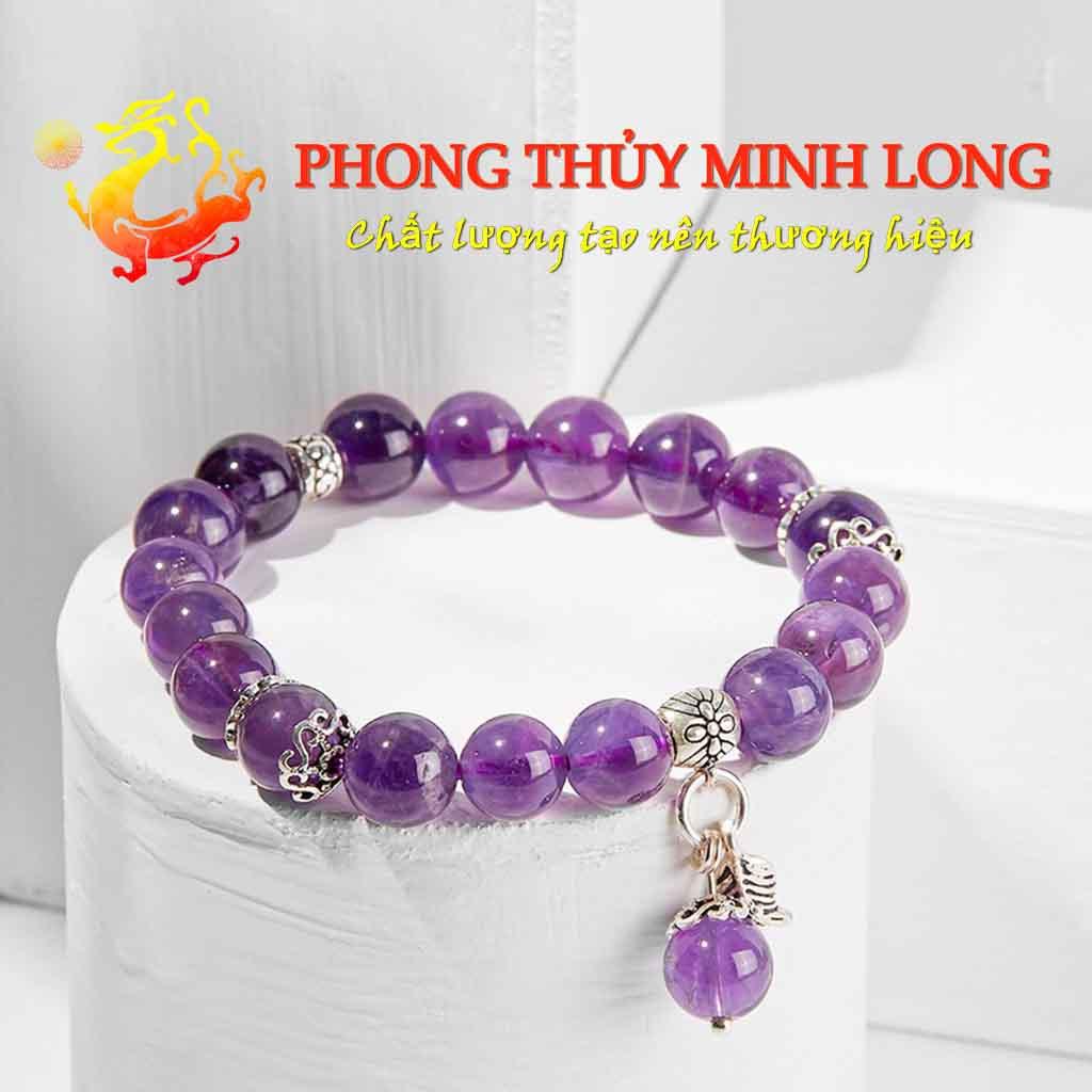 Vòng đá. Thach Anh Tím chất lượng 5A mix charm bạc lá nhỏ hợp mệnh Hỏa và Thổ