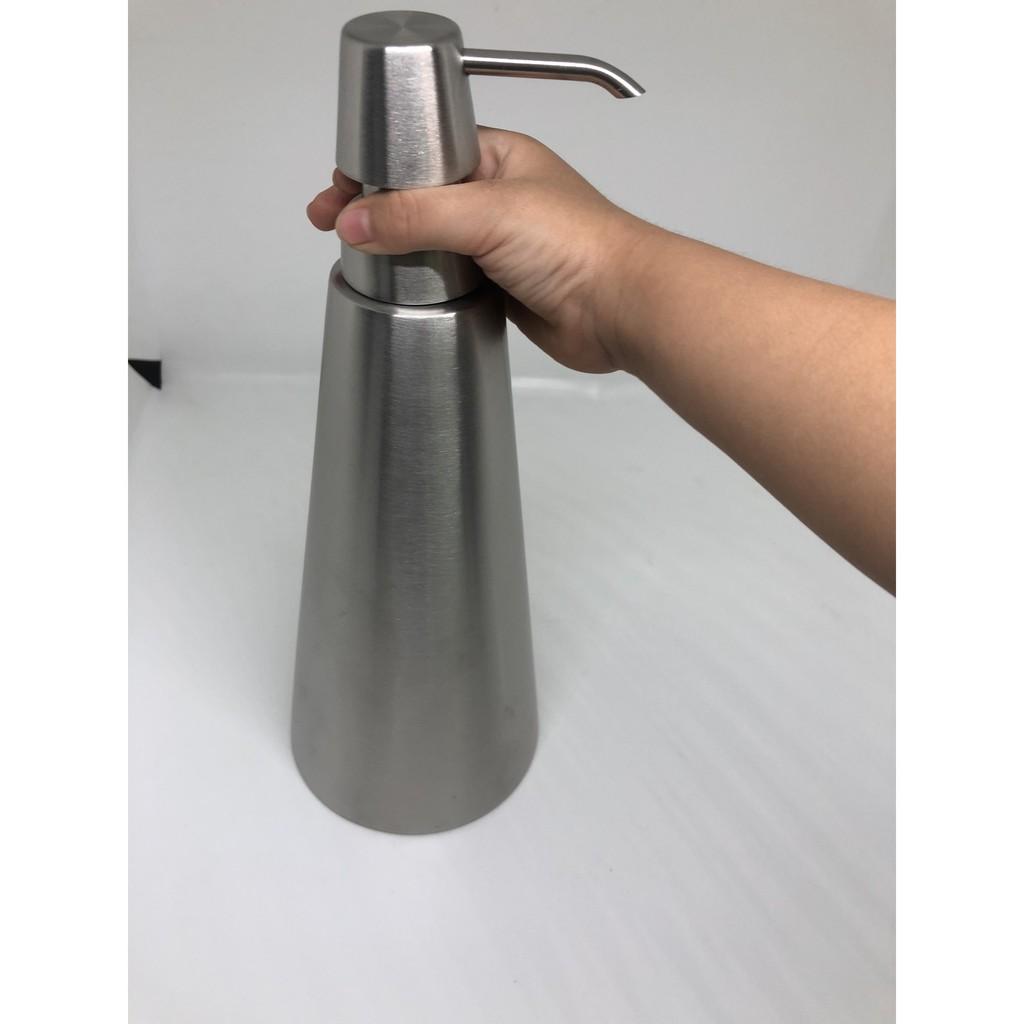 Bình inox 304 đựng xà phòng rửa tay, dầu gội, sữa tắm, nước rửa chén tiện lợi an toàn 500ml or 750ml Hcm