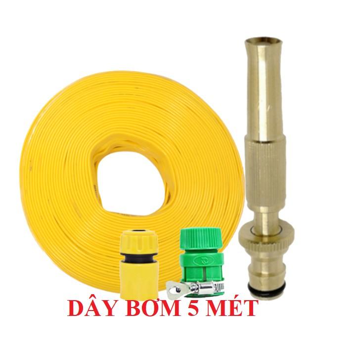Bộ dây vòi xịt nước rửa xe, tưới cây . tăng áp 3 lần, loại 3m, 5m 206587 cút sập,nối nhựa vàng+ tặng đai