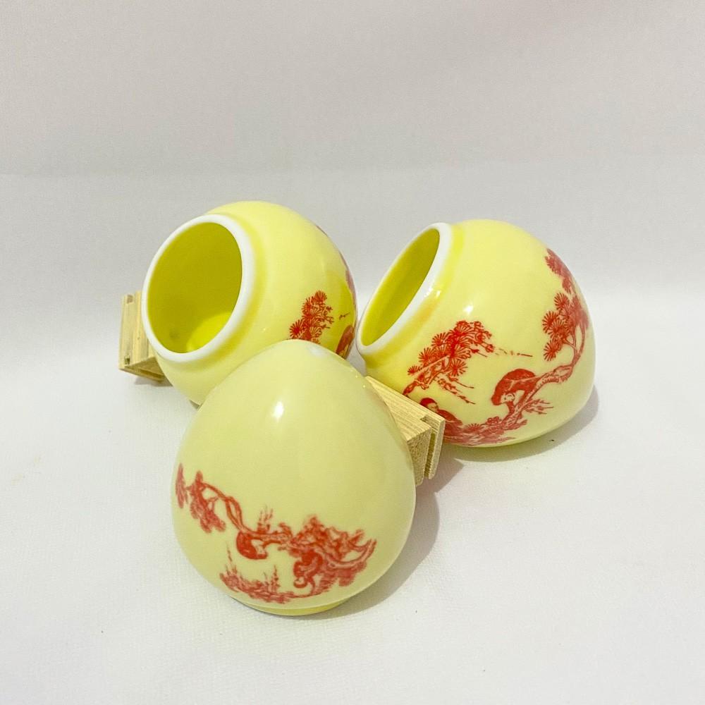 Cóng chim họa mi, chim khuớu chất liệu gốm sứ cao cấp họa tiết siêu đẹp - Combo 3 cóng sứ khướu, chim họa mi