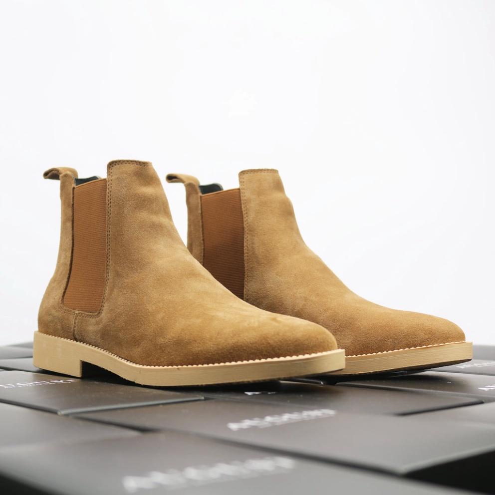 Giày Boot Nam cổ cao da bóng - Giày boot nam tăng chiều cao da chơn bóng - Chelsea Boots nam cao cổ Da Bóng