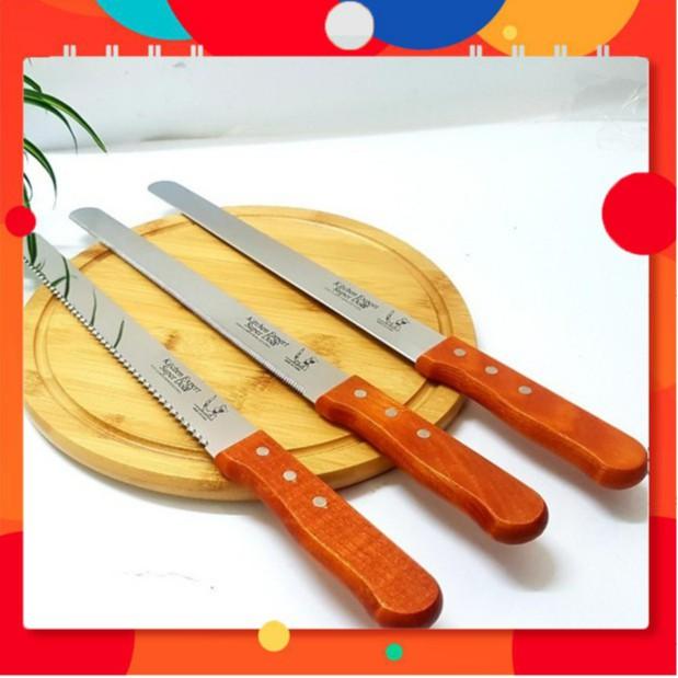 Dao cắt bánh mì, bông lan cán gỗ răng nhuyễn