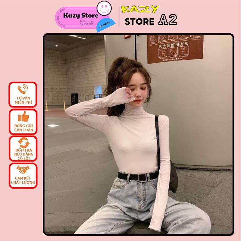Áo thun dài tay cao cổ KAZY STORE A002
