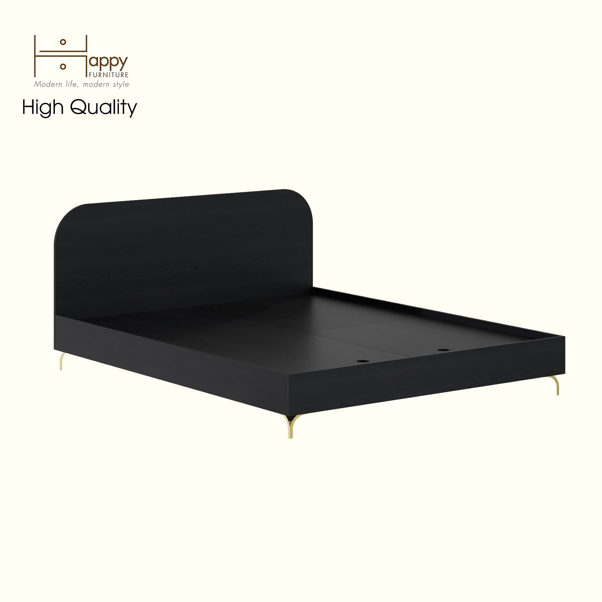 HAPPY FURNITURE , Giường ngủ chân sắt - HAPPI, GNG_234 GNG_235 GNG_236 GNG_237 , 203cm x 30cm DxC