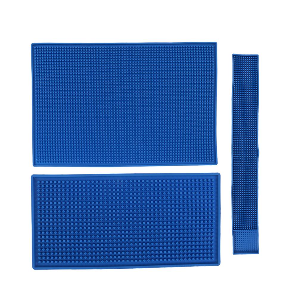 Rubber Bar Service Mat Water Proof PVC Mat Kitchen Coaster Blue