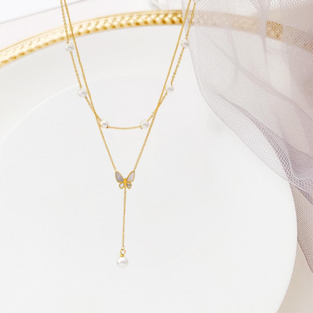 2021 2-layer Butterfly Chain Pendant Necklace Choker Women Jewelry Gifts