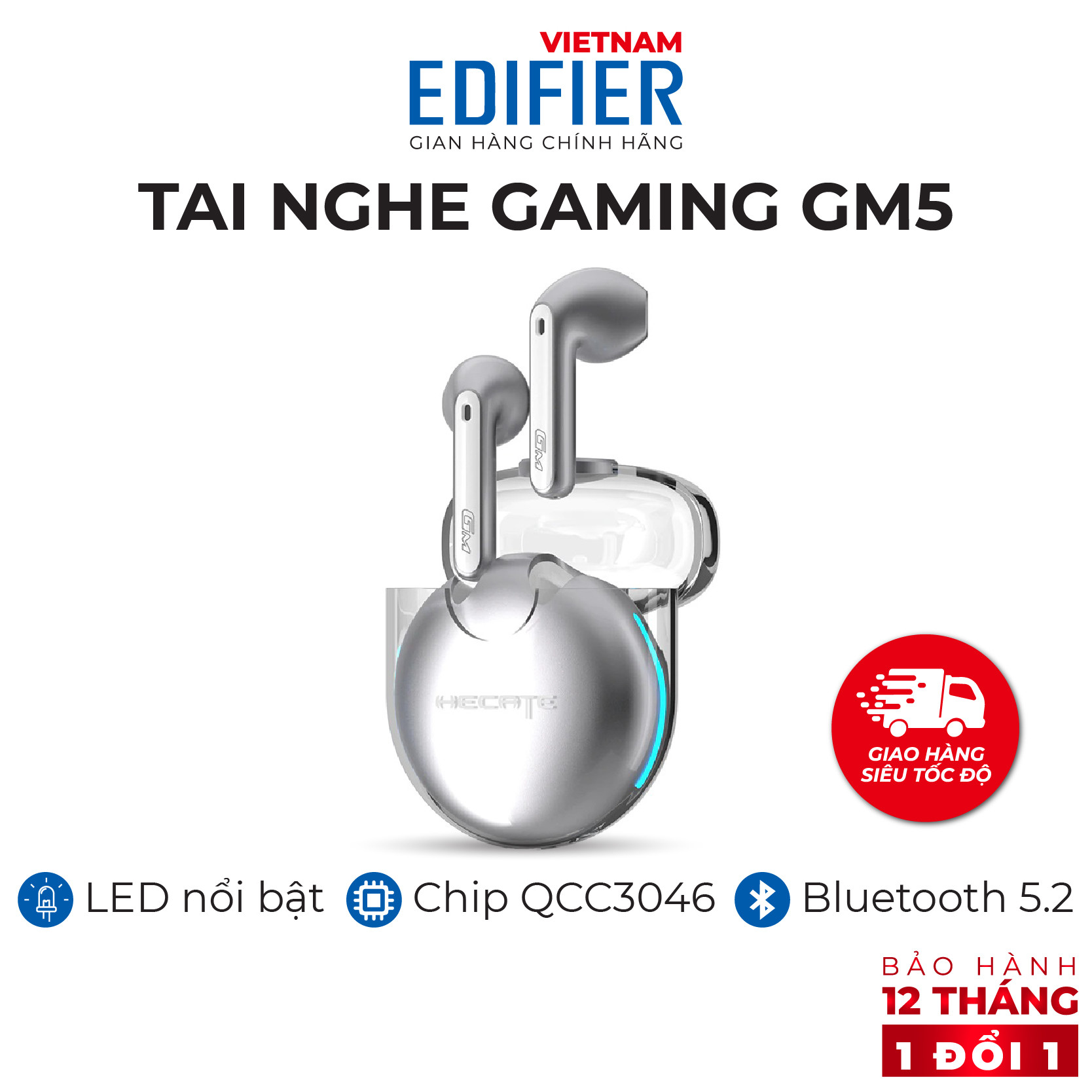 Tai nghe bluetooth 5.2 gaming EDIFIER HECATE GM5 40 giờ phát nhạc Khử tiếng ồn - Hàng chính hãng