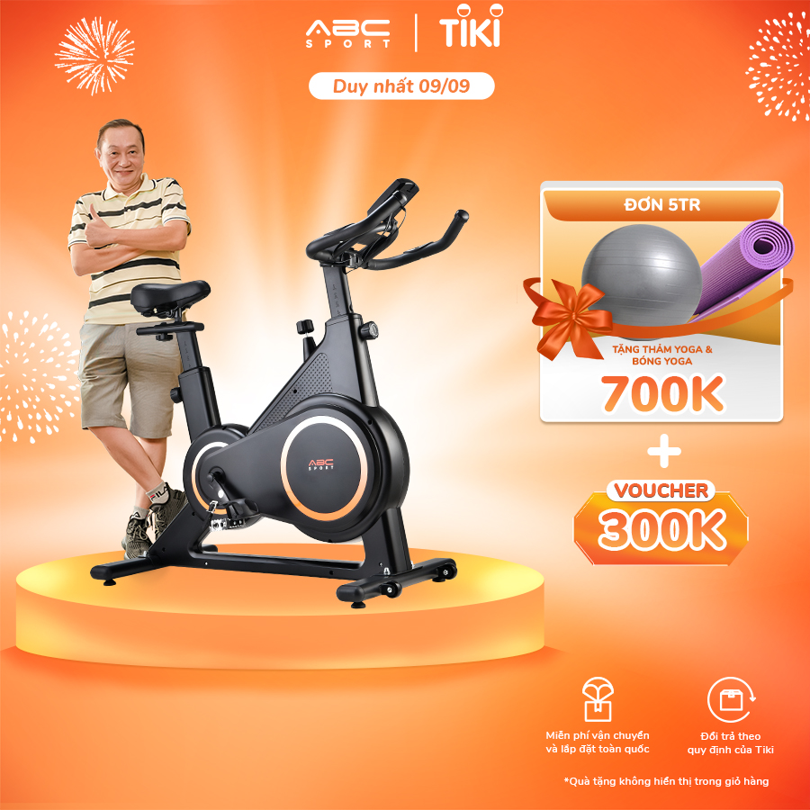 Xe đạp thể thao ABCSPORT SB10 thiết kế tone màu đặc sắc, khung sườn chắc chắn, kháng từ nam châm không phát tiếng ồn