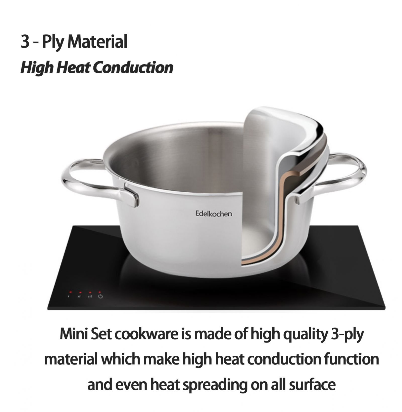 Bộ nồi mini Edelkochen 3 lớp màu 16cm - 2 cái nhỏ