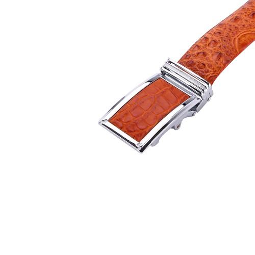 Dây nịt nam da cá sấu Huy Hoàng nguyên con gai 4P màu vàng bò HT4761